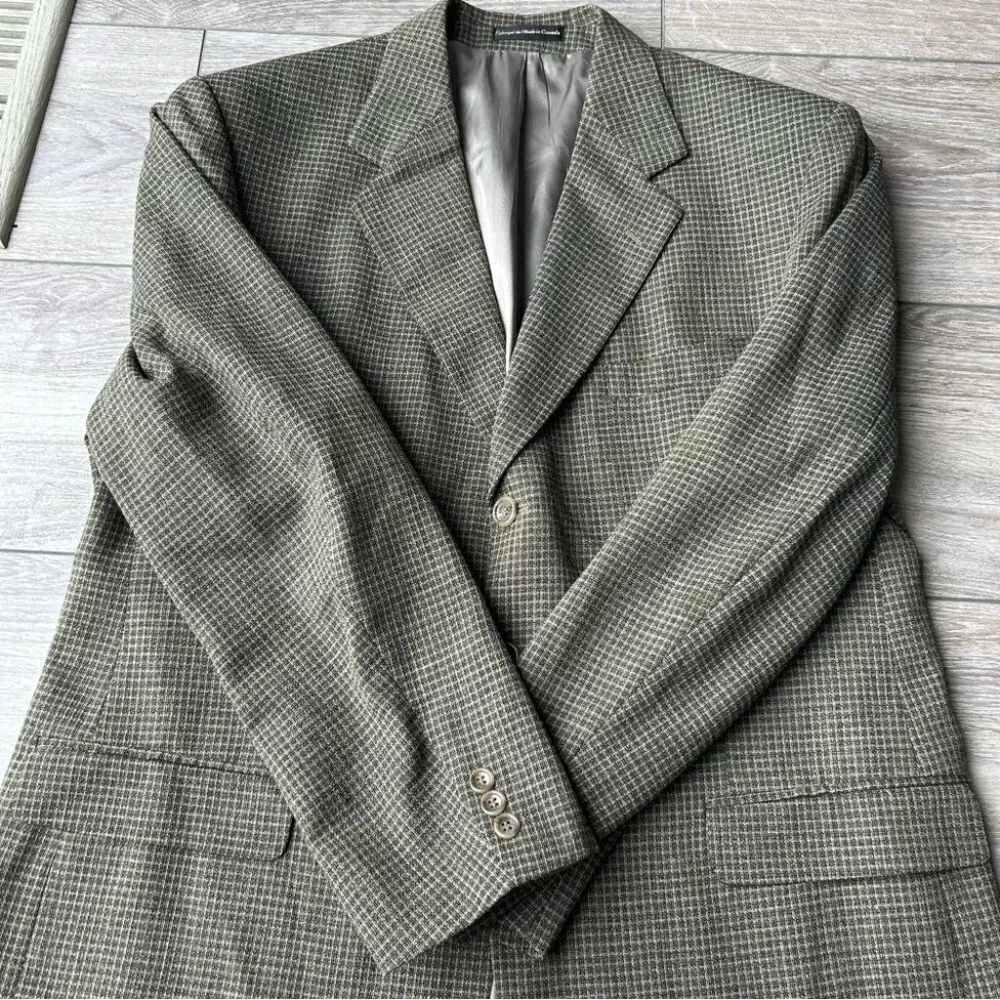 Vintage Moores Union Made Pure Wool High Twist Checked Blazer